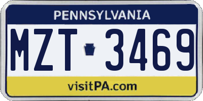 PA license plate MZT3469