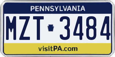 PA license plate MZT3484