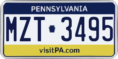 PA license plate MZT3495