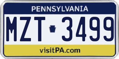 PA license plate MZT3499