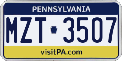 PA license plate MZT3507