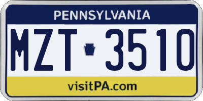 PA license plate MZT3510