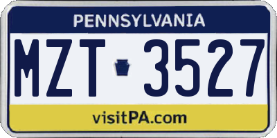 PA license plate MZT3527