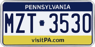 PA license plate MZT3530