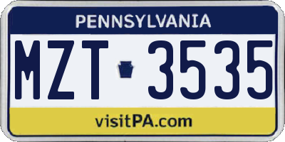 PA license plate MZT3535