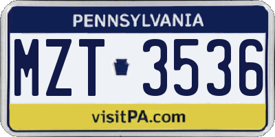 PA license plate MZT3536