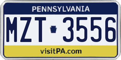 PA license plate MZT3556