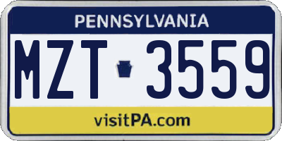 PA license plate MZT3559