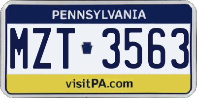 PA license plate MZT3563