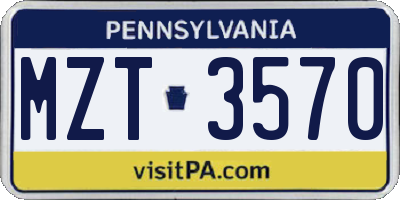 PA license plate MZT3570