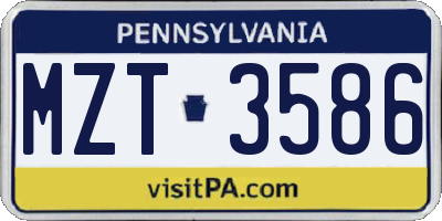 PA license plate MZT3586