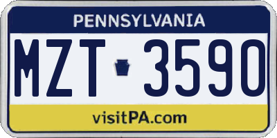 PA license plate MZT3590
