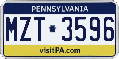PA license plate MZT3596