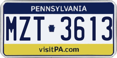 PA license plate MZT3613