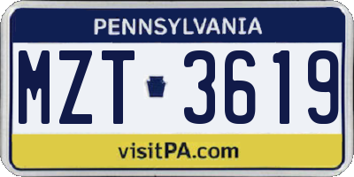 PA license plate MZT3619