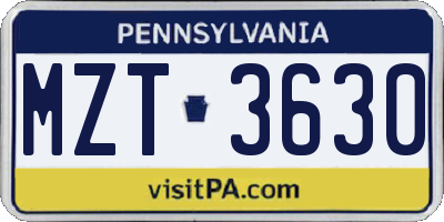 PA license plate MZT3630
