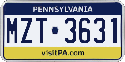 PA license plate MZT3631