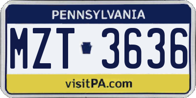 PA license plate MZT3636