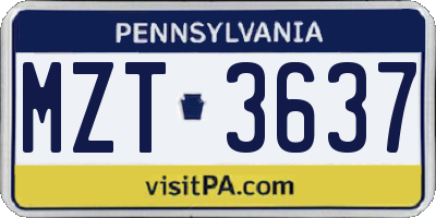 PA license plate MZT3637