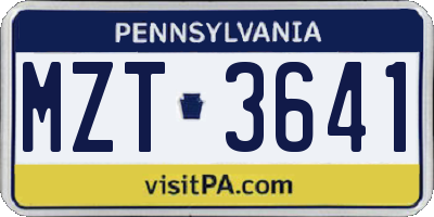 PA license plate MZT3641