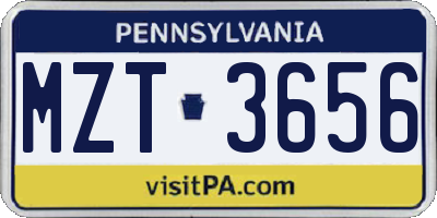 PA license plate MZT3656