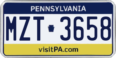 PA license plate MZT3658