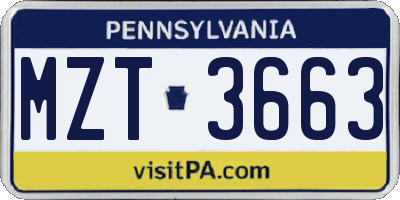 PA license plate MZT3663