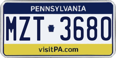 PA license plate MZT3680