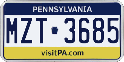 PA license plate MZT3685