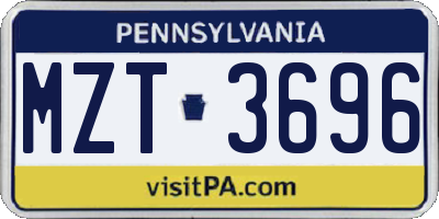 PA license plate MZT3696