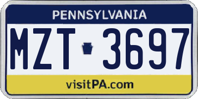 PA license plate MZT3697