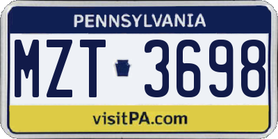 PA license plate MZT3698