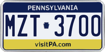 PA license plate MZT3700