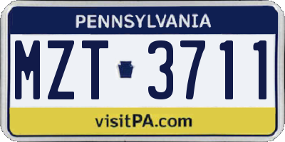 PA license plate MZT3711