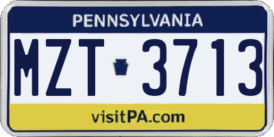 PA license plate MZT3713