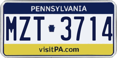 PA license plate MZT3714