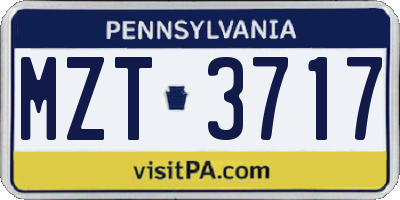PA license plate MZT3717