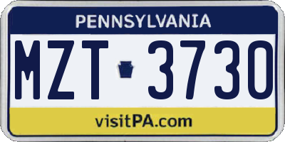 PA license plate MZT3730