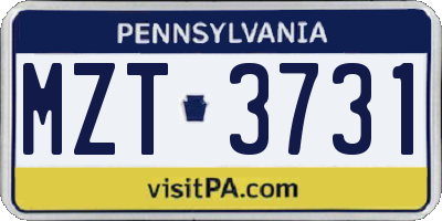 PA license plate MZT3731