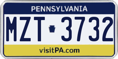 PA license plate MZT3732