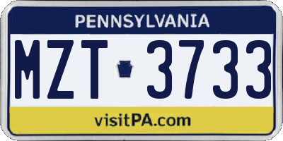 PA license plate MZT3733