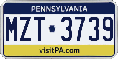 PA license plate MZT3739