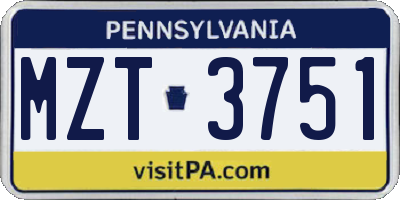 PA license plate MZT3751