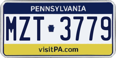 PA license plate MZT3779
