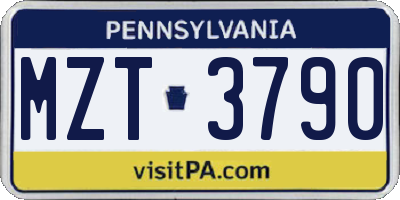 PA license plate MZT3790
