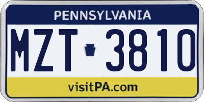 PA license plate MZT3810