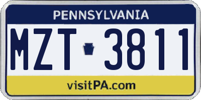 PA license plate MZT3811