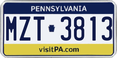 PA license plate MZT3813