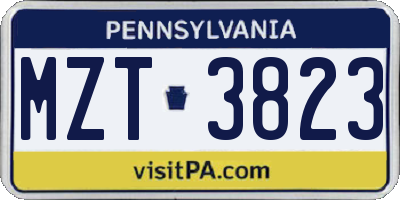 PA license plate MZT3823