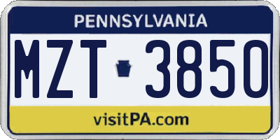 PA license plate MZT3850